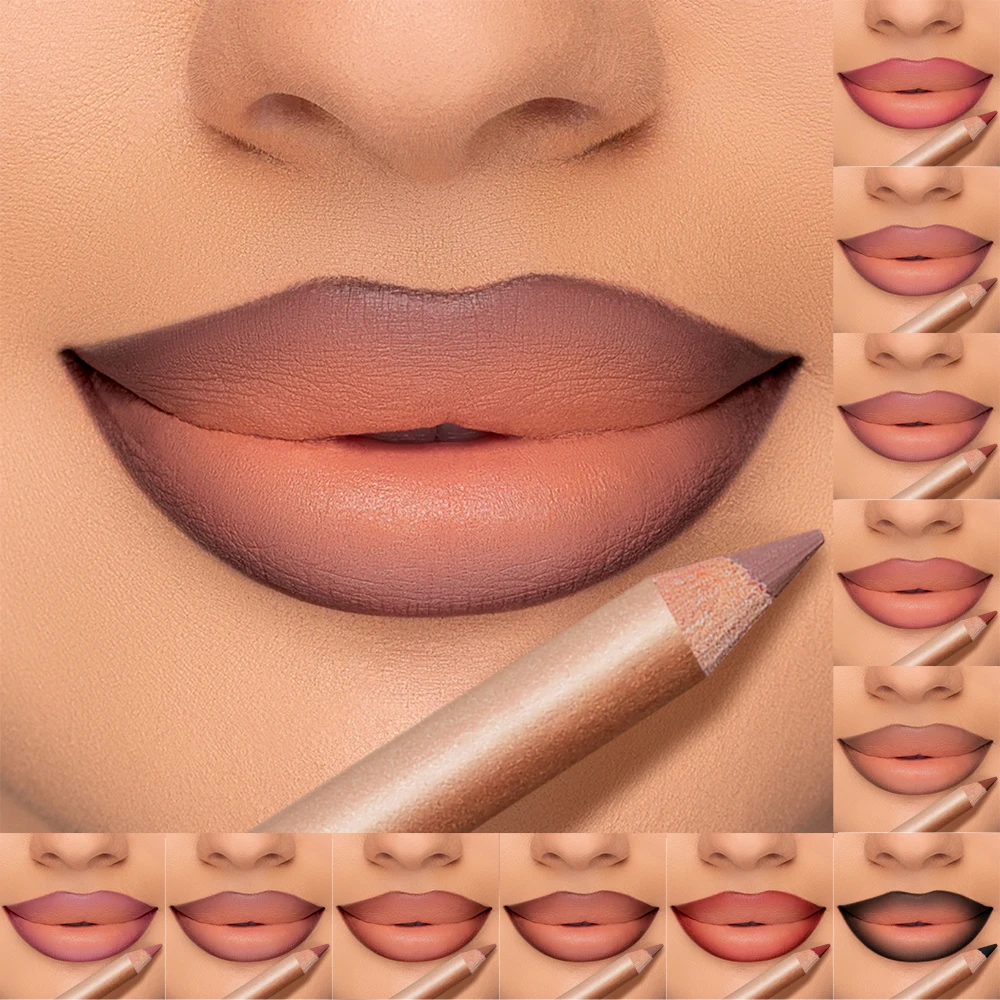 푸다이어 12색 방수 매트 립 라이너 세트 - 오래 지속되는, 끈적임 없는 포뮬러, 풀 커버리지 및 자연스러운 룩에 적합, Ide