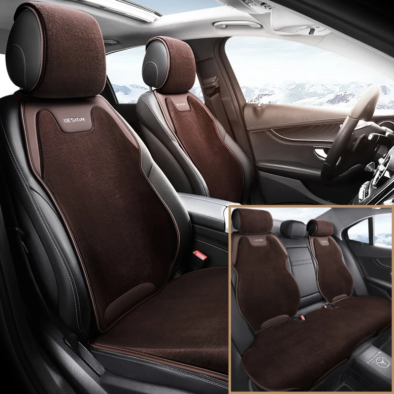 

Luxury Plush Winter Car Seat Covers Napa Leather Soft Warm Comfortable Good Insulation Breathable Bottom Holes Universal Fit
