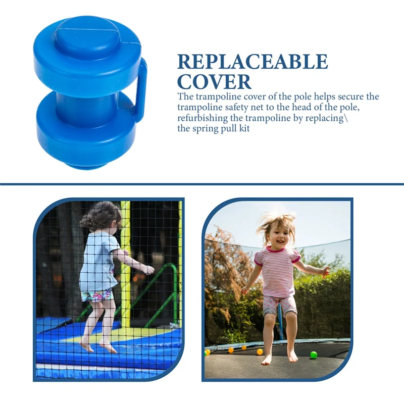 

ABWR-20 Pcs Plastic Case Trampoline Steel Pipe Top Cover Pole Hats Covers Replace Poles Accessories PP Caps Enclosure Blue Child