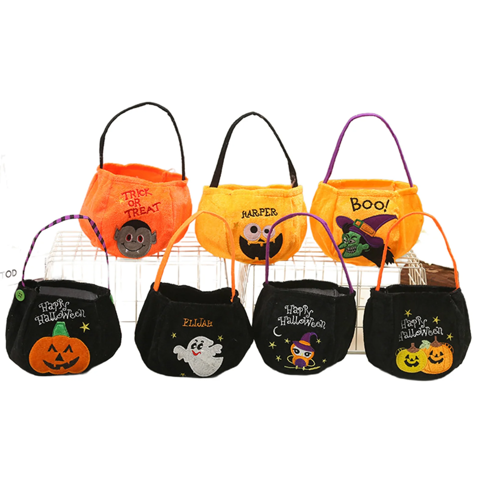 Sacs de citrouille d'halloween, sacs d'astuce ou de friandises pour enfants, seau de citrouille d'halloween, panier de collation, accessoires cadeaux pour enfants