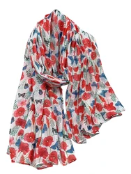 2023 Fashion Beautiful Poppy Print Scarf Shawls Long Beach Head Floral Foulard Scarves Hijab Wrap 7 Color Wholesale 10pcs/LOT