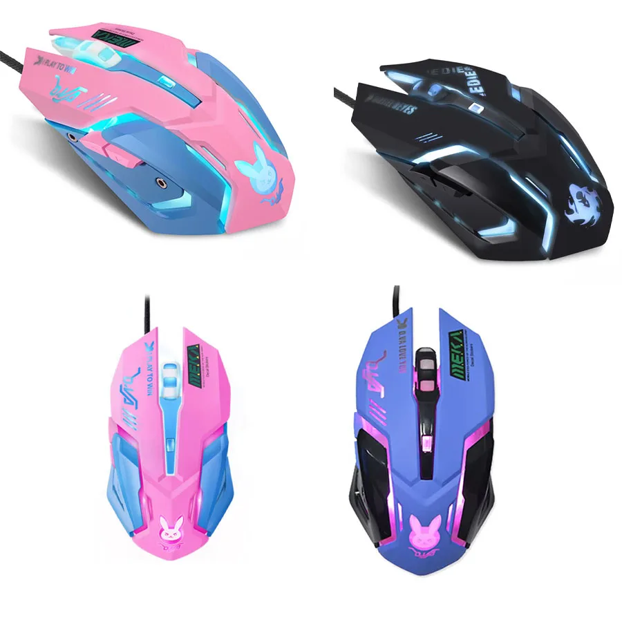 OW DVA Różowa Mysz Biurowa dla Dziewczyn, Podświetlana, Konkurencyjna, Kurczak, Śliczna, Przewodowa Mysz do PC Laptopa CF Overwatch — zdjęcie produktu 7