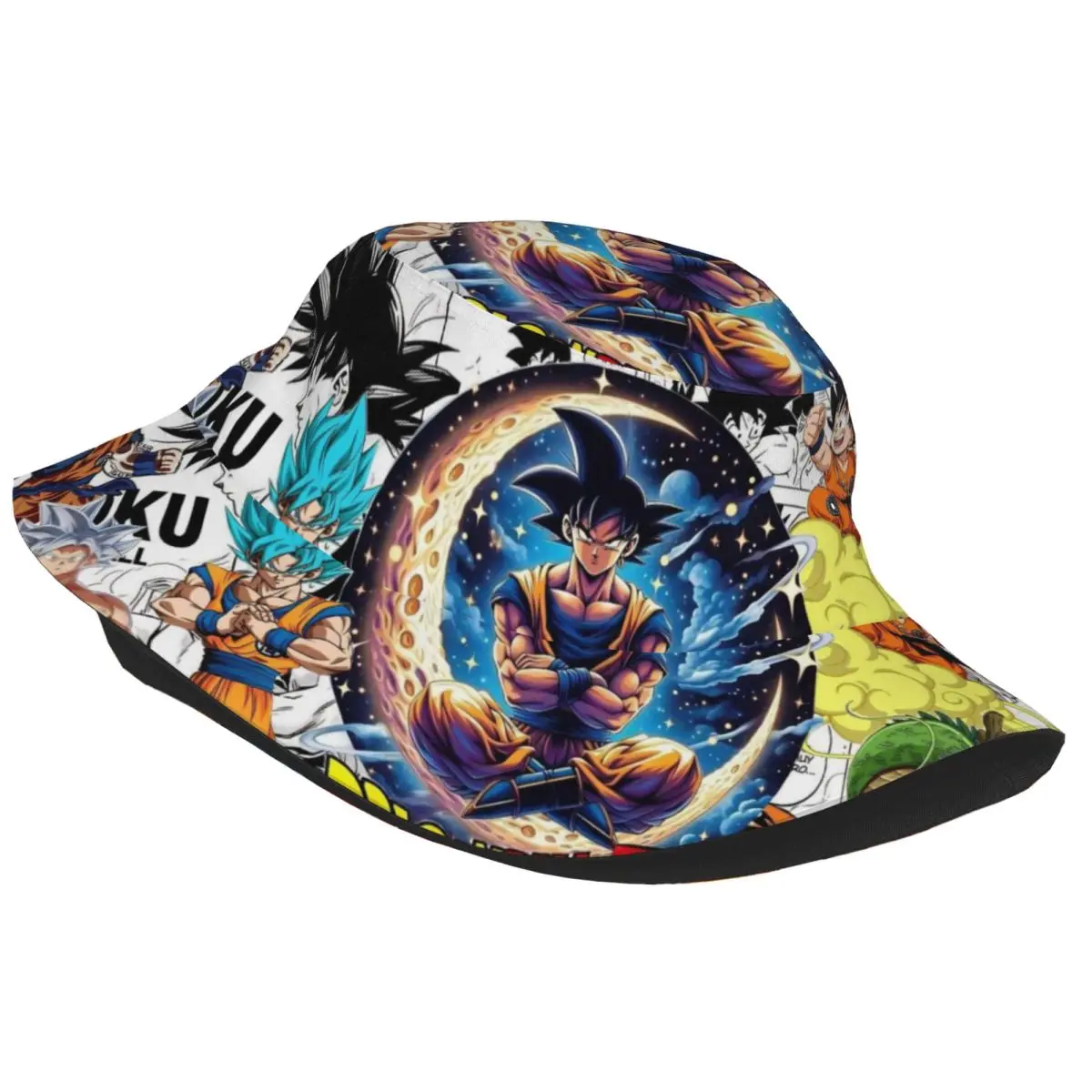 Dragon Ball Kanji Bucket Hat for Girl Vocation Son Goku Sun Hats Unique for Vacation Fishing Fisherman Caps Session Hat