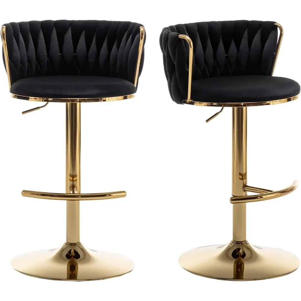 

Velvet Stools Set of 2, Counter Height Bar Stools with Low Back, Gold Swivel Bar Stools for Kitchen Island,