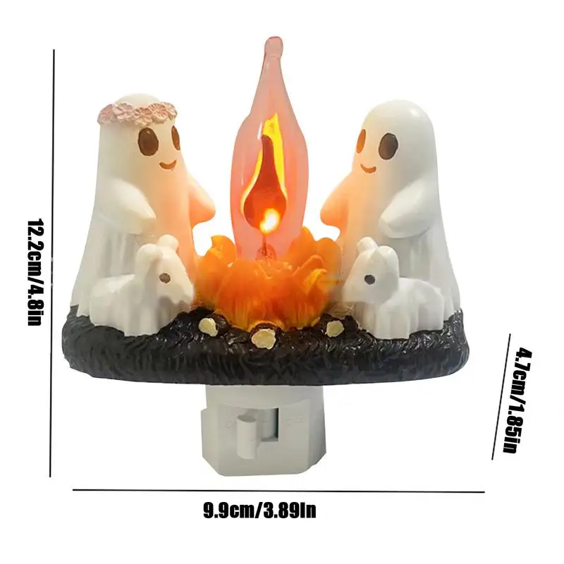 Ghost Night Lights Ghost Campfire Halloween Nightlight 3D LED Fire Lamp Ghost Lights Halloween Decoration for Garden Home Decor