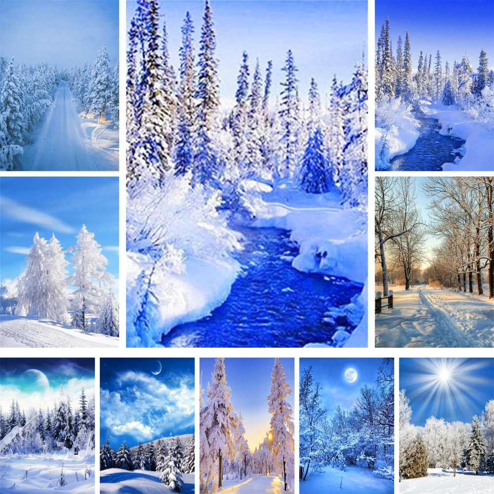 Landscape Snow Winter Coloring By Numbers Painting Package Oil Paints 40*50 Picture By Numbers Photo Handmade For Kids Handiwork
