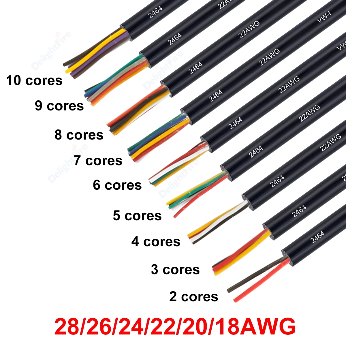 10M UL2464 Copper Wire 28 26 24 22 20 18AWG PVC Channel Sheath 2 3 4 5 6 7 8 9 10 Cores Audio Insulation Signal Control Cable