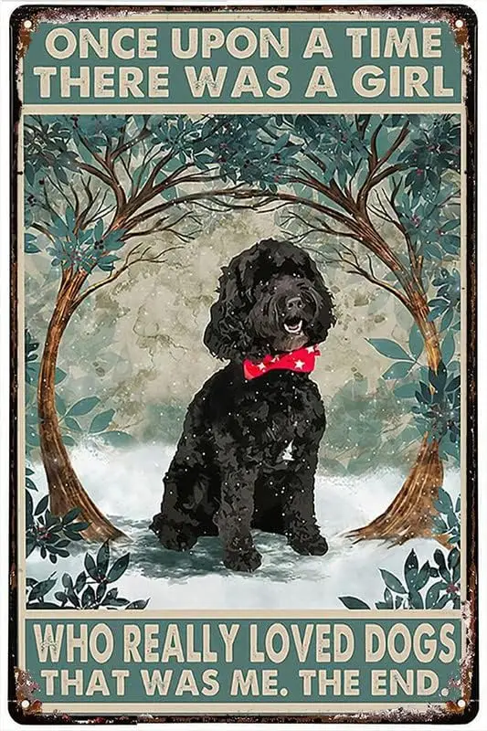 Funny Metal Tin Sign Black Cockapoo There Was A Girl Who Really Loved Dogs Poster Funny Tin Signs Bar Decorations Art Poster 8x1