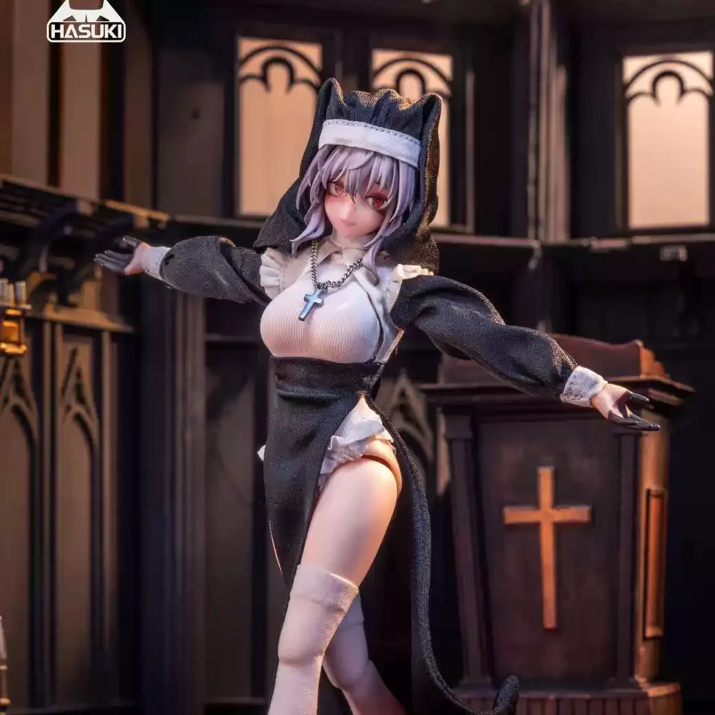 2025 Q1 HASUKI CS017 CS018 1/12 Cosplay Costume Nun Uniform Clothes Model Fit 6'' Female Soldier Action Figure Body Dolls