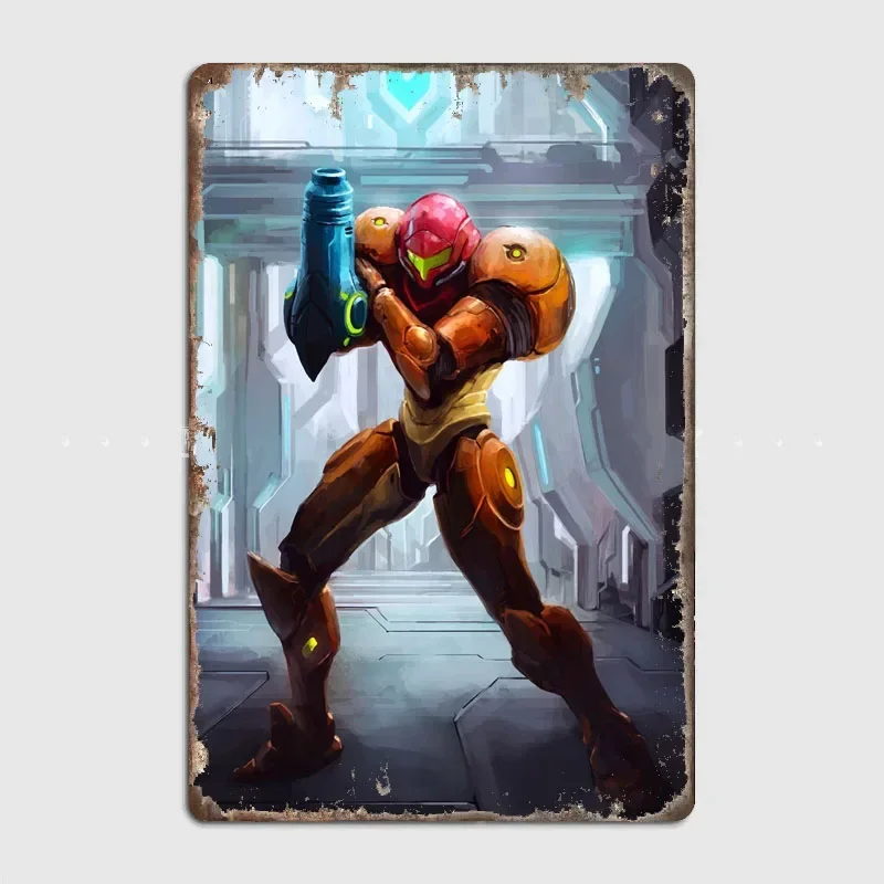 Metroid Samus Metal Sign Club Bar Plates Wall Mural Design Tin Sign Poster