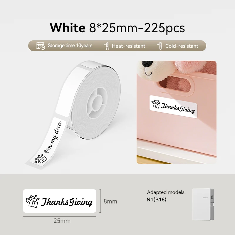 1-rol kleurenlint voor Niimbot N1 thermische overdracht labelprinter schakelaar naamplaatje zelfklevend stickerpapier voor thuiskantoor