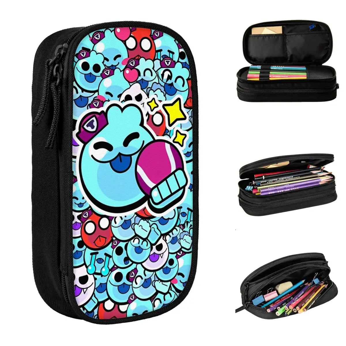 Brawlled Squeak Pencil Cases New Game Cartoon Pen Pencil Bags for Student Large Storage Students School Cosmetic Pencilcases