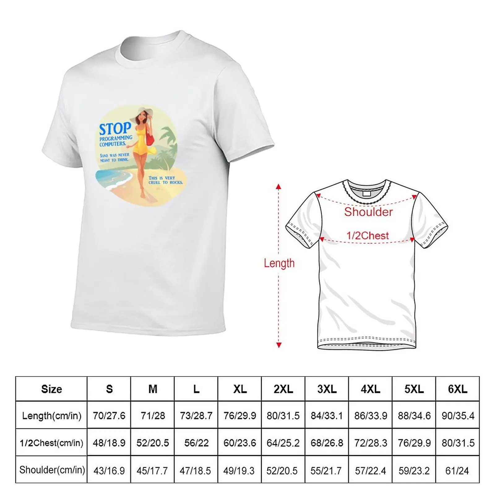 Stop programming computers, sand was never meant to think. T-Shirt Casual Street Style Short Sleeve Tee