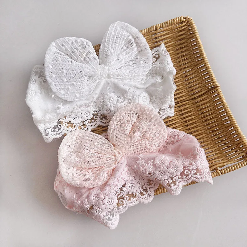 Big Bow Lace Headband para Baby Girl, Korean Sweet Bowknot, Princess Hairbands, Headwear para crianças, Acessório de cabelo