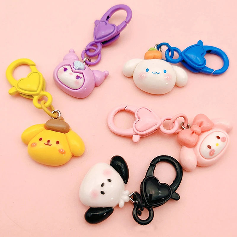 1PC Anime Sanrio Hello Kitty Kuromi Melody Cinnamoroll Figure Keychain Kawaii Doll Keyring Bag Pendant Charm Girl Birthday Gift