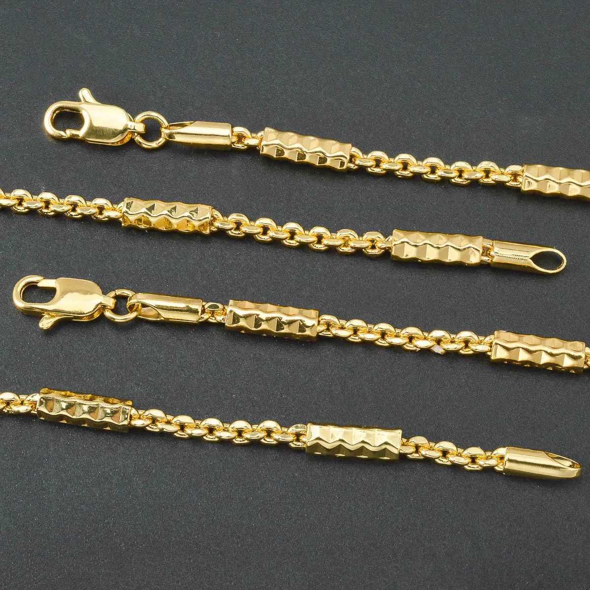 

Copper Necklace 18k Gold Plated Dubai Turkish Jewelry Accessories 45/50/55/60CM Wave-shaped Cylindrical Bead Necklace Daliy Wear