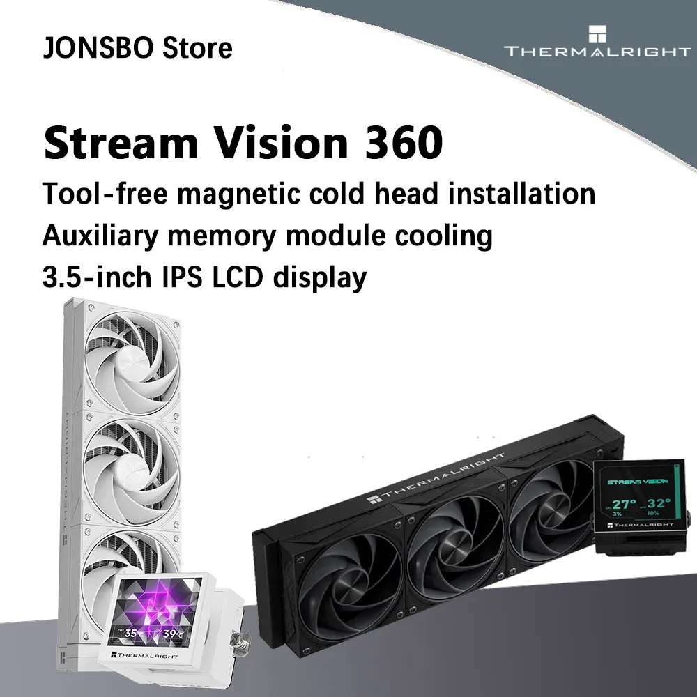 

Thermalright STREAM VISION 360 360MM All-in-One Liquid Cooler Magnetic Cold Head Screen 3.5-inch IPS LCD display Water Cooling