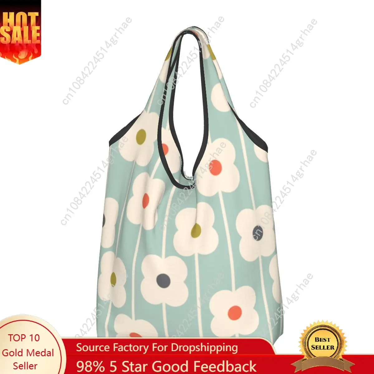 Custom Kawaii Orla Kiely Multi Stem Shopping Tote Bag Portable Scandinavian Mid Century Modern Groceries Shoulder Shopper Bag