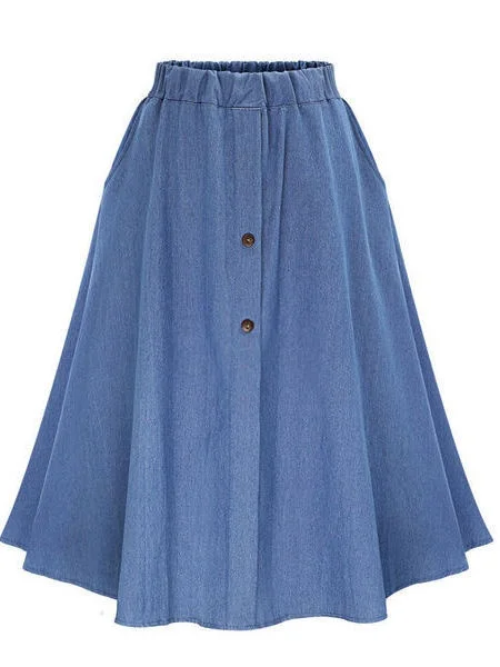 

Уличная тонкая джинсовая юбка с пуговицами, украшенная пуговицами, юбка-миди трапециевидной формы с высокой талией, летние модные женские юбки без подкладки