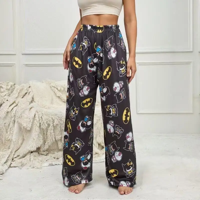 Hello Kitty Summer Thin Pajamas Comfortable New Trousers Trendy Women's Cartoon Printed Home Pants Popular Casual Walking Pants