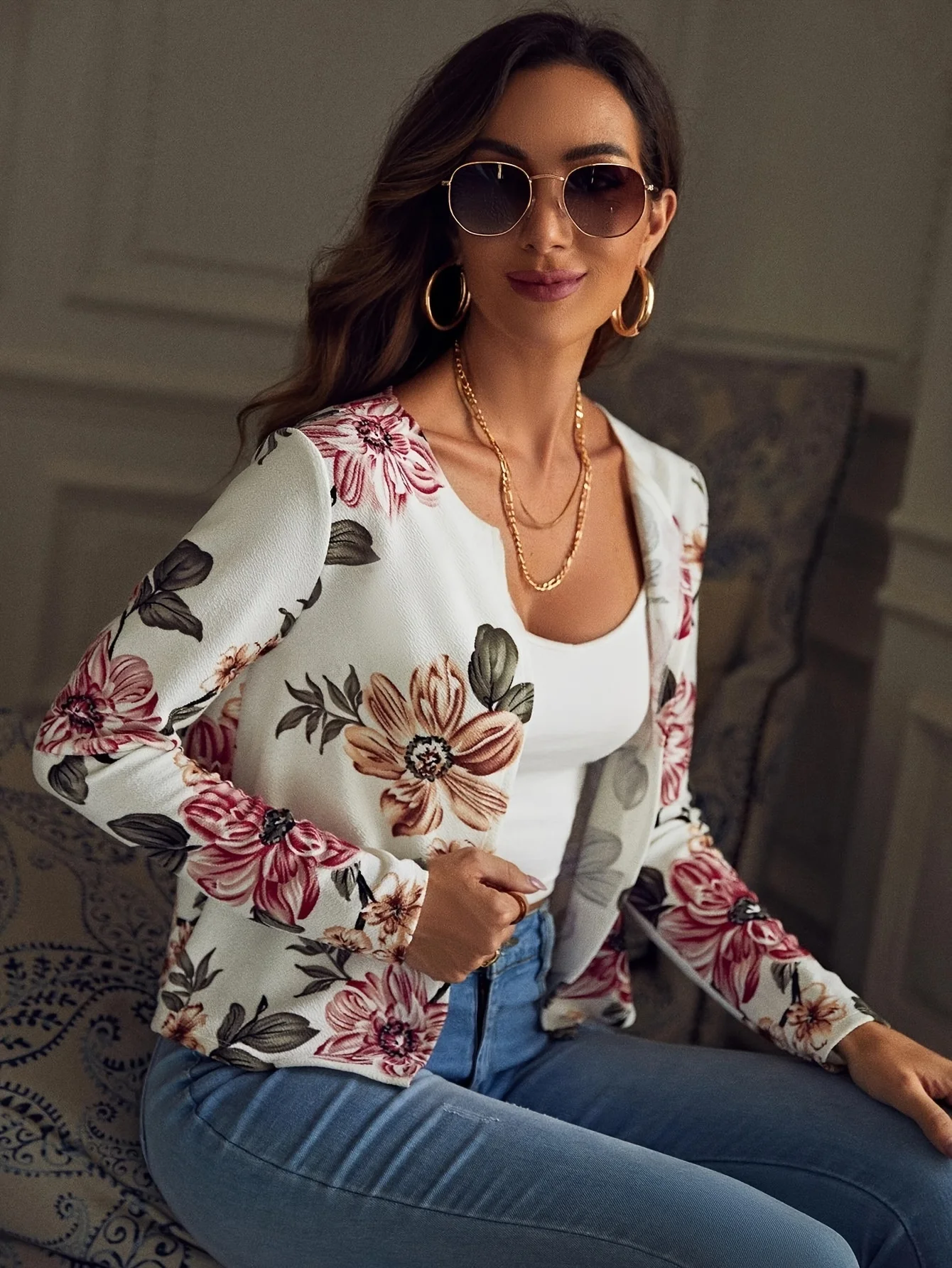 2024 Autumn Women\'s Fashion Printed Suit Fitted Small Suit Office Ladies Commuting Blazer Women