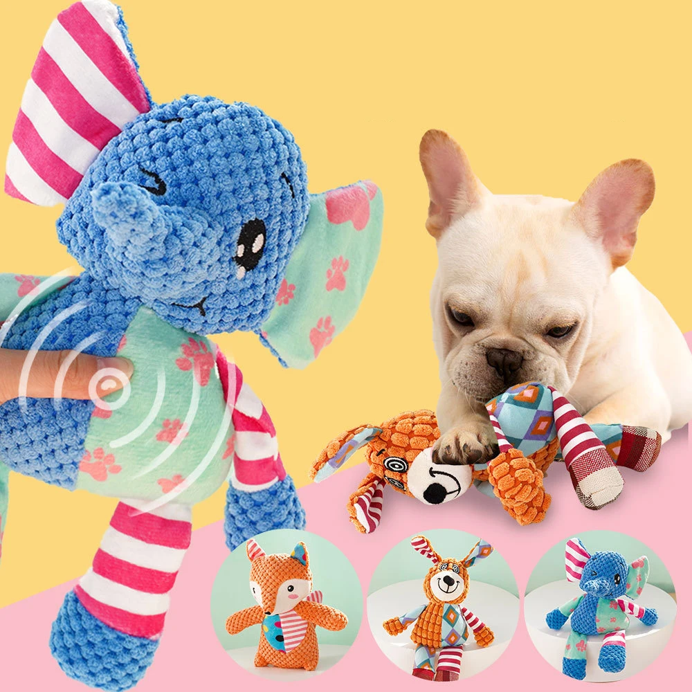 

Colorful Elephant Fox Puppy Dog Toy Interactive Plush Dog Chew Toys - Sound-Making, Durable, and Safe Pet Toys for Pet Dogs