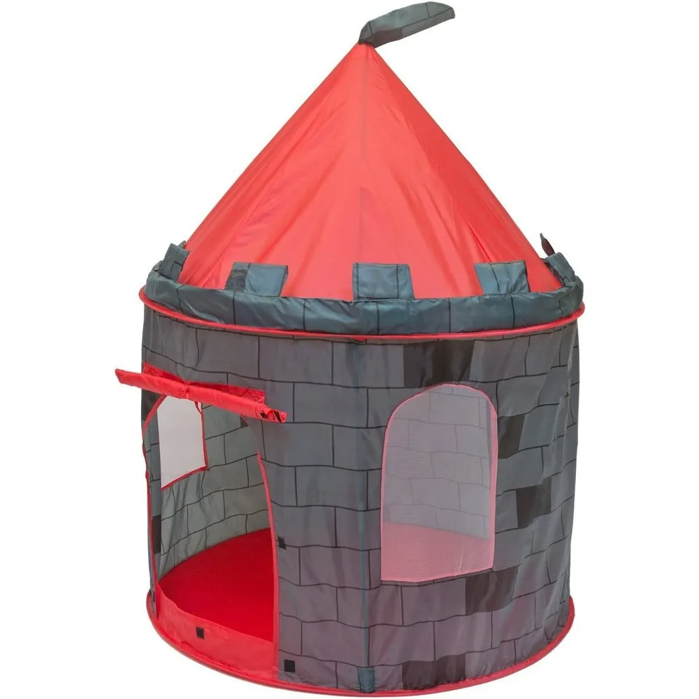 Kids Knight Castle Play Tent with 100 Pit Balls, Pop-up Play Tent with Storage Pocket