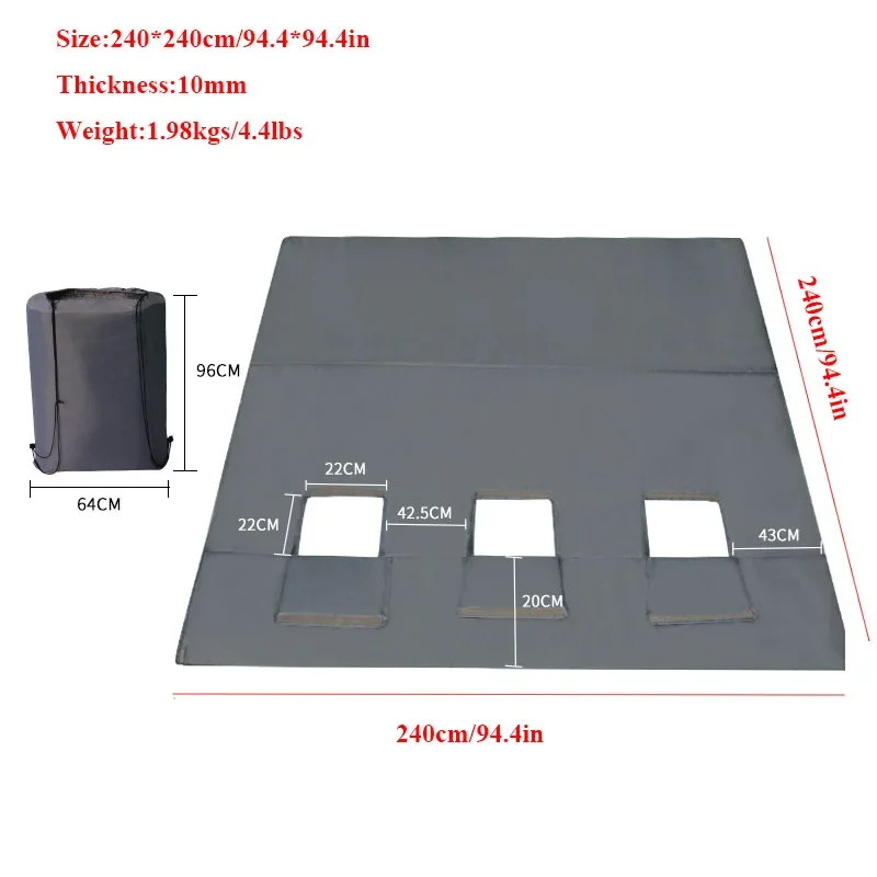 Thickened Pearl Cotton Waterproof and Moisture-proof Ice Fishing Mat with 3holes Keep Warm Foldable Cold Resistant multisize