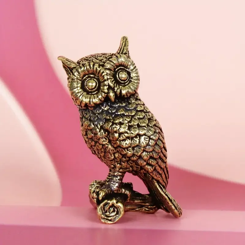 

Vintage Solid Brass Owl Statue Collectible Home & Office Decor Animal Sculpture Intricate Detailing Ideal for Display Owl Decor