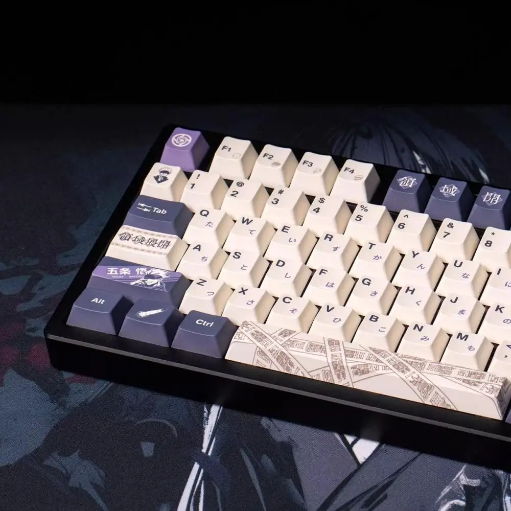 Jujutsu Kaisen Gojo Satoru Keycap Set 5-Side Dye-Sublimation PBT OEM Profile for 61/68/75/87/104 Mechanical Keyboards Gift