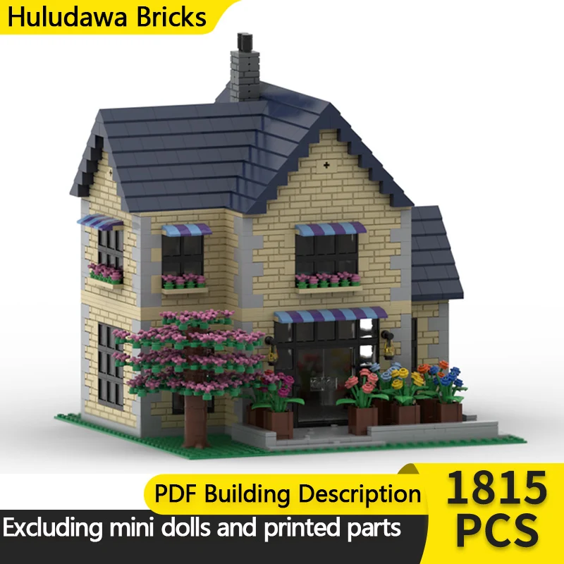 

Модель City Street View MOC, строительные кирпичи, деревенский цветочный магазин, модульная технология, детские праздничные подарки, сборные игрушки, костюм