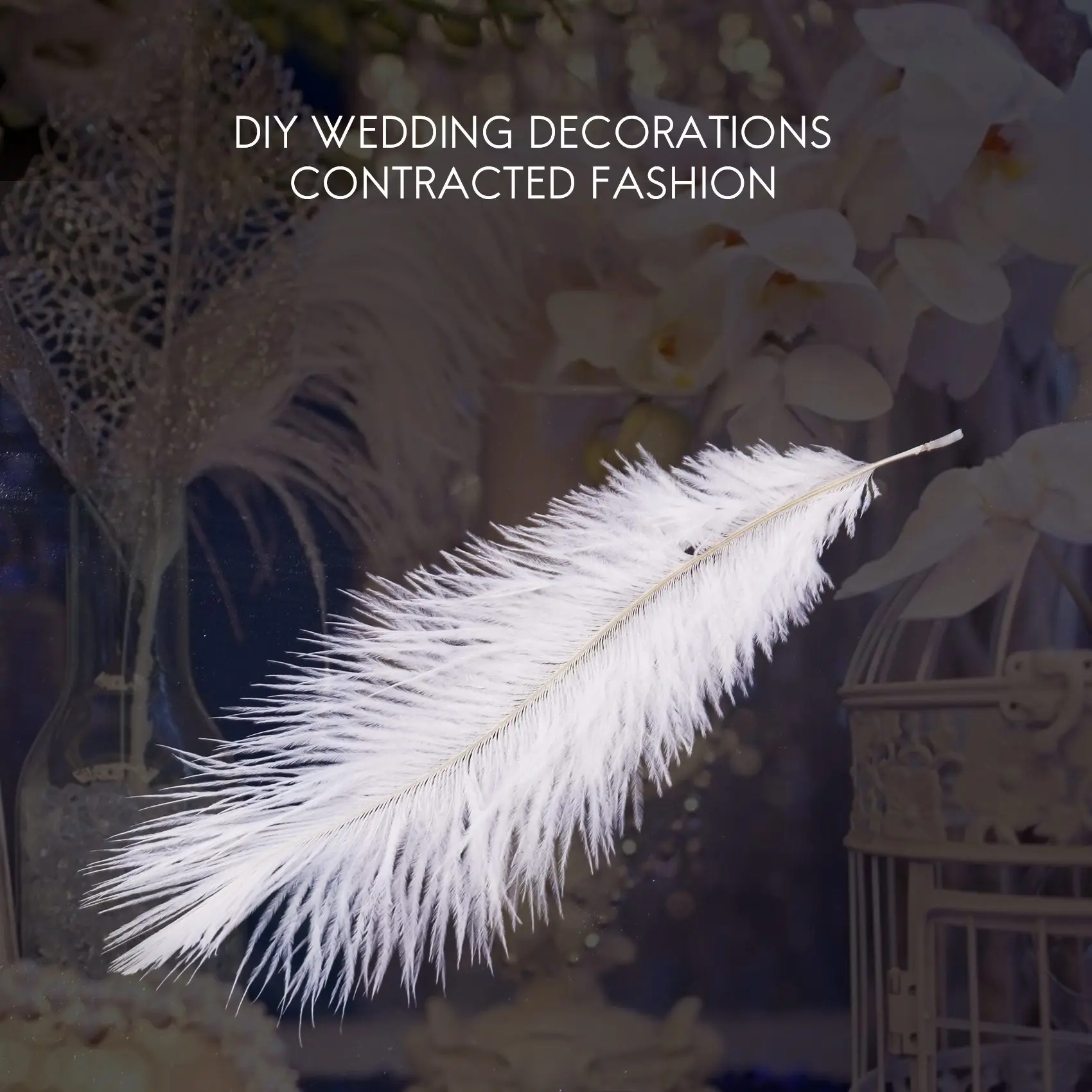 10 Pieces White Natural Ostrich 20-25cm Wedding DIY