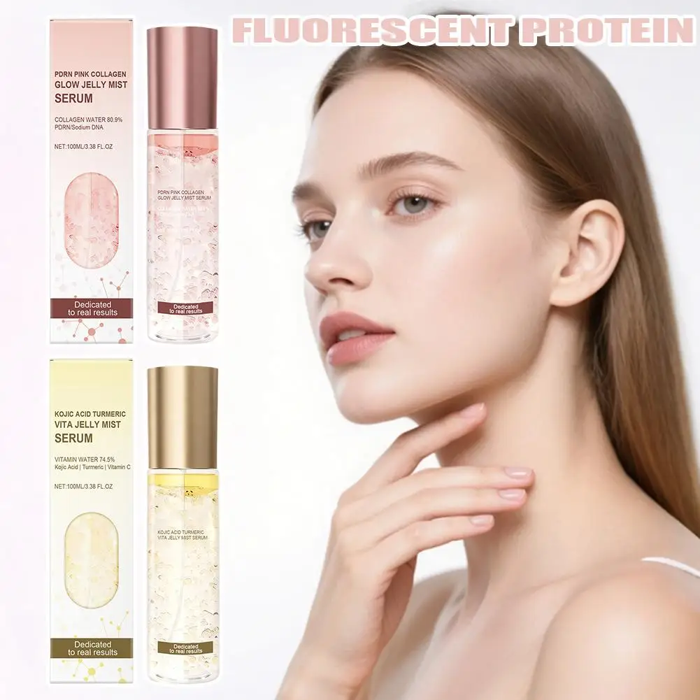 

Набор сывороток-мистов Glow Jelly - PRDN Pink Collagen Glow & Kojic Acid Turmeric Vita Formula, фиксирующий спрей, для использования перед макияжем