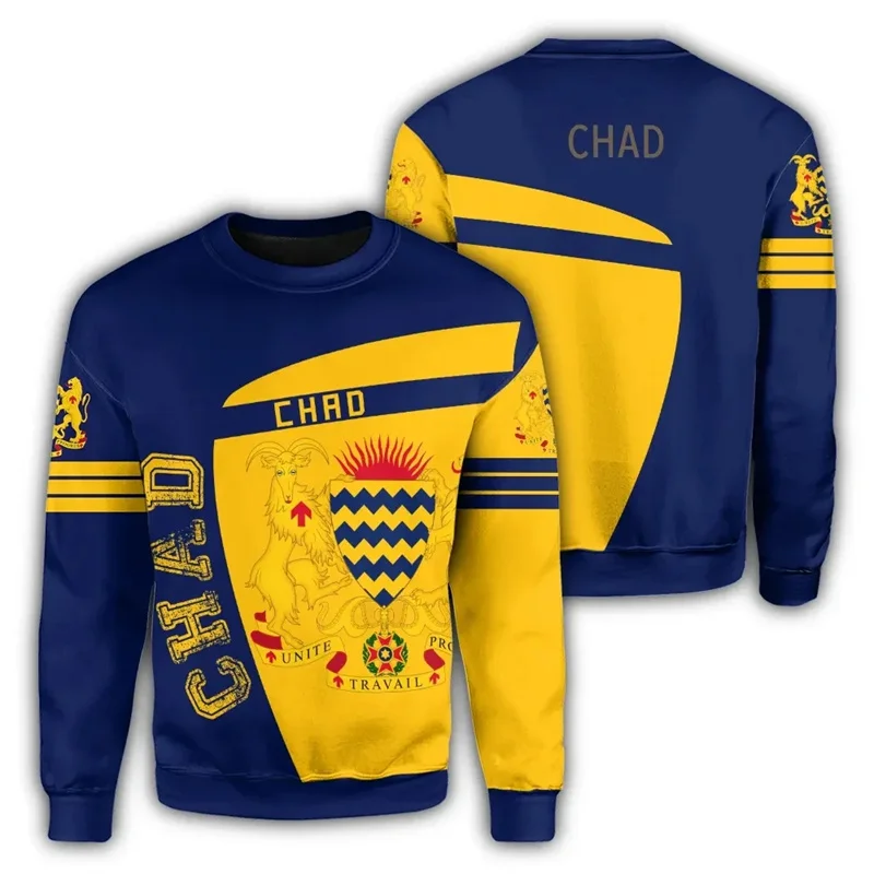 Chad Flag Map Graphic Sweatshirts For Men Clothes Fashion Women Sweater Casual Male Streetwear Autumn Pullover Boy Tracksuit