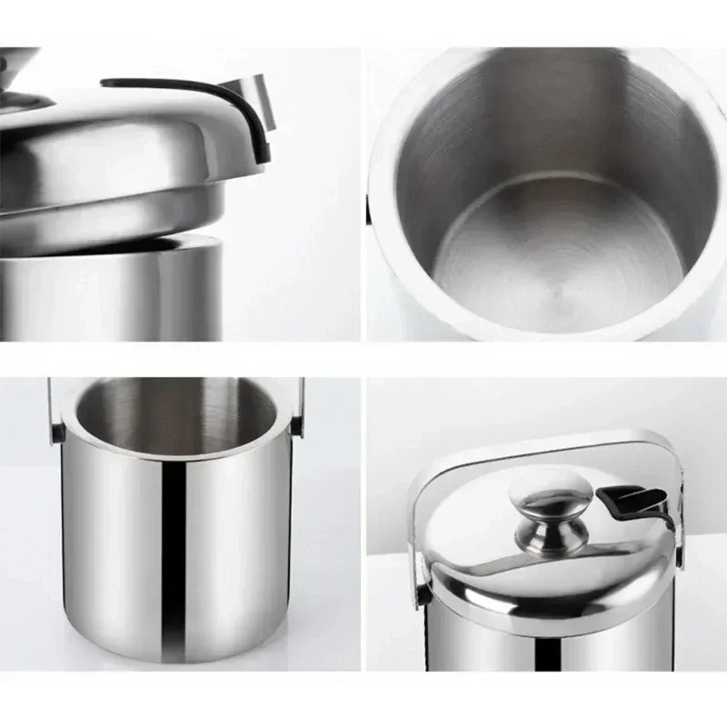 Enduring Effect Heat Preservation Ice Bucket Stainless Steel Ices Bucket with Tong Lid Bar Chilling Beer Cooler Champagne Bucket