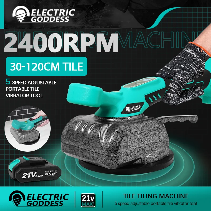 Electric Goddess 80KG Tiling Tiles Machine Tiles Vibrator Suction Cup 5 Gears Adjustment Floor Vibrator Leveling Power Tool Sets