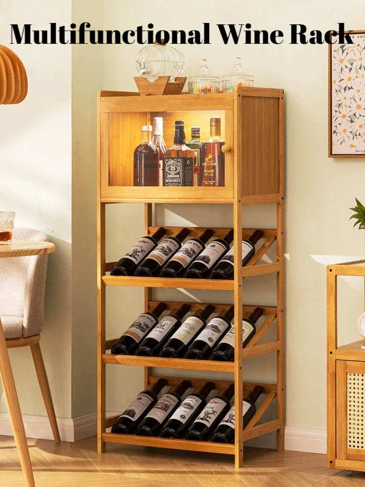 

Modern Wine Rack Bamboo Bottle Racks Creative Wine Cabinet Luxury Shelf Display Stand Bar Accessories Kitchen Organization