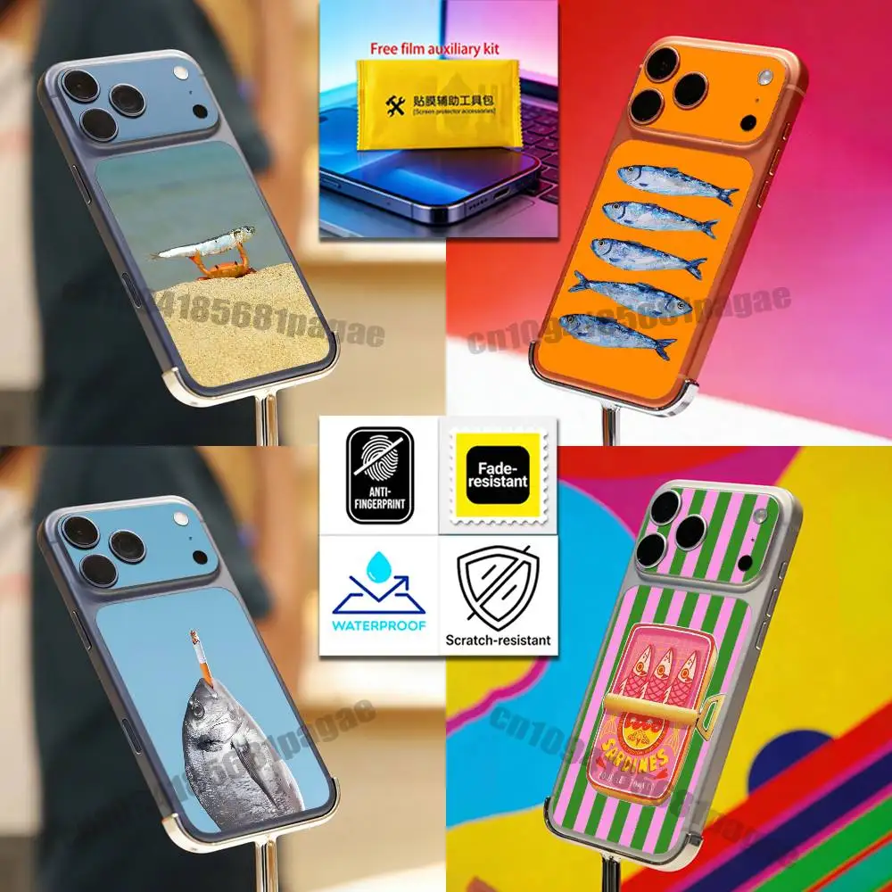 

For Fish Funny Sardines iPhone 17 Pro Max Phone Back Film Decal Skin Wrap Protective Sticker Full Cover