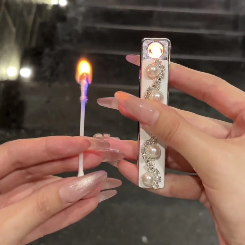 

Premium Silent Pink Pearl Lighter - Windproof Rechargeable, Creative Design, Unique Birthday Gift for Boyfriend & Best Friend