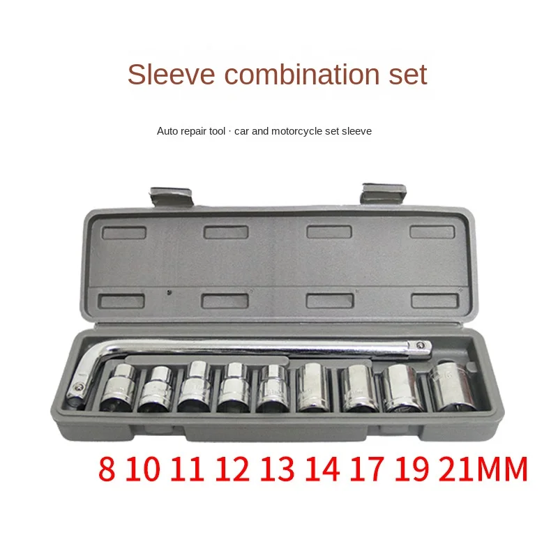 10-piece Set Sleeve Set Mechanical Repair Car Repair Tools 1/2 Household Combination Hardware Auto Repair Suite Products Set