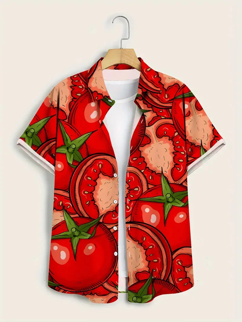 

Funny Fruit Food Graphic Shirts For Men Clothes 2025 New Trendy Casual Hawaii Floral Beach Shirt Aloha Hip Hop Vacation Blouses