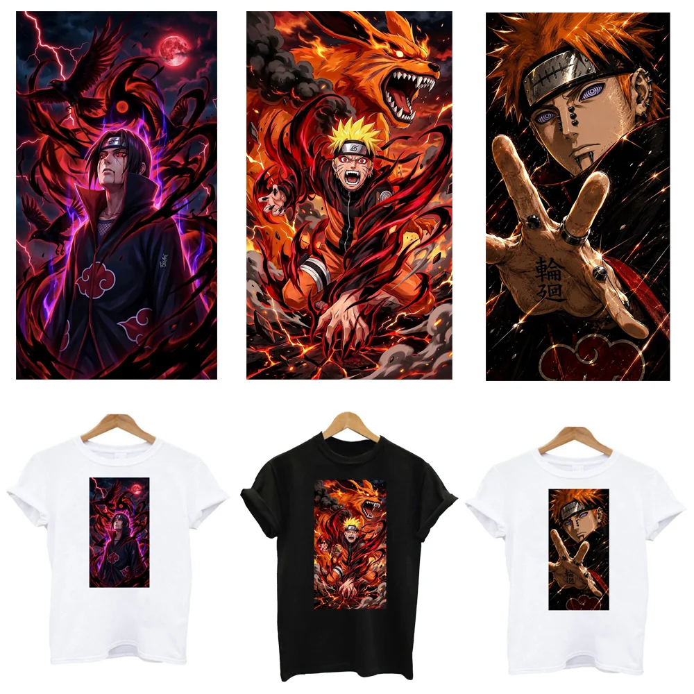 Ironing Applications Heat Thermal Transfer T Shirt Stickers Printing Anime NARUTO Iron On Patches For Clothes Custom Accessories
