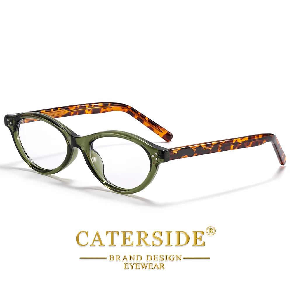 CATERSIDE Retro Damen Cat-Eye-Brille mit flachen Gläsern, TR-90, ovaler, dicker Rahmen, für Outdoor, Business, Festival, Geschenkbrille – Detail 5