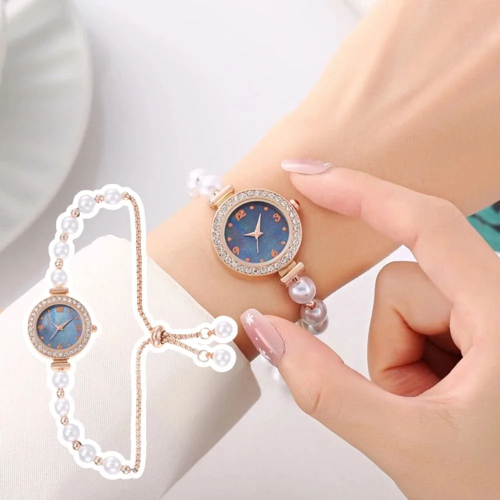 Slim Strap Ladies Quartz Watch Round Dial Quartz Movement Women Quartz Watch Portable Adjustable Rhinestone Watch Casual Wear