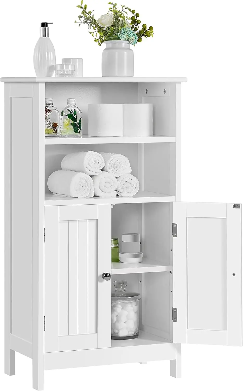 

Bathroom Floor Cabinet, Free Standing Cabinet with Double Door and Adjustable Shelf, Side Tall Storage Organizer for L
