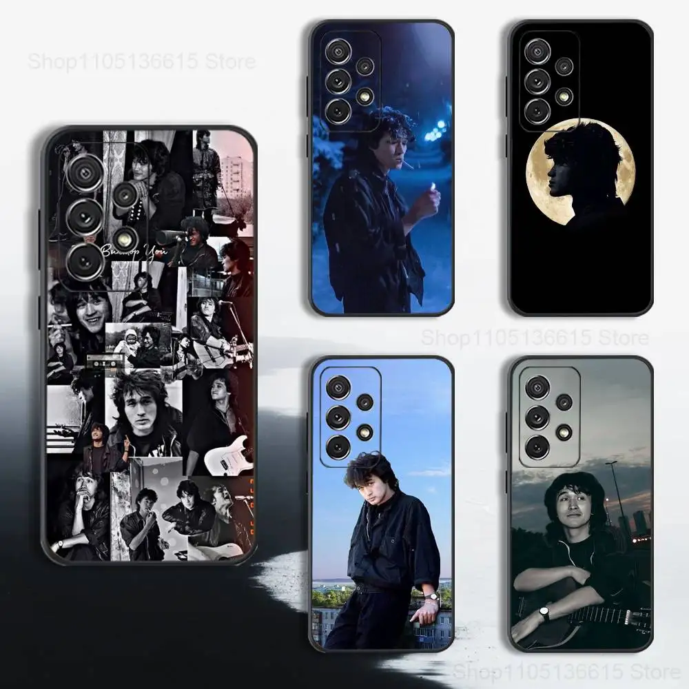 حافظة هاتف Singer V-Viktor T-TSOI لهاتف سامسونج S25,S24,S23,S22,S21,S20,S10,S9,Ultra,Plus,Lite,FE,غطاء أسود من السيليكون الناعم