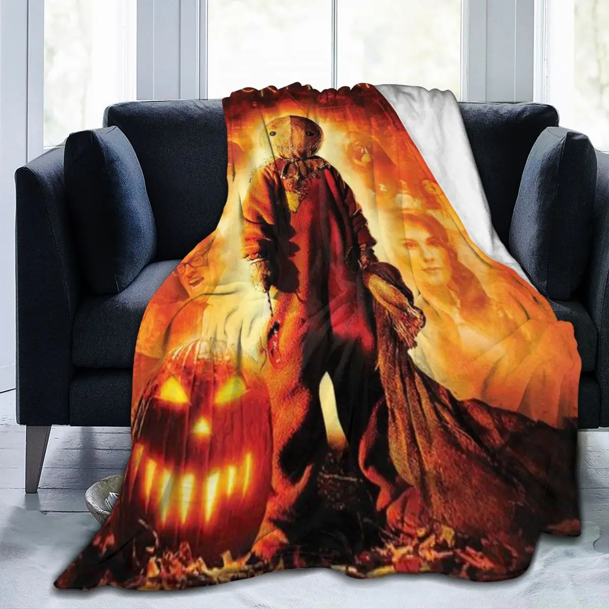 Throw Blanket Trick 'R Treat Sam Pumpkin Halloween Horror Movie Micro Fleece Blanket Four Sizes Comfortable For Room Nice Gift