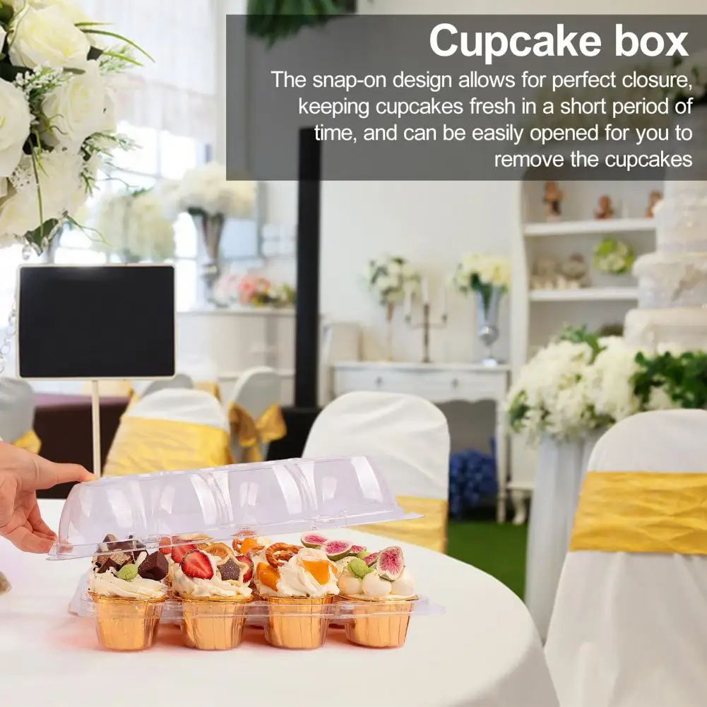 Cake Box with Secure Snap-on Closure Bpa Free Cupcake Storage 12pcs Stackable Cupcake Carrier Containers Disposable for Weddings