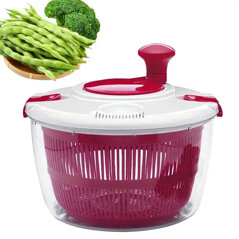 Household Plastic Manual Vegetable Drier Salad Spinner Lettuce Greens Washer Crisper Strainer Kitchen Salad Vegetable Drier Tool