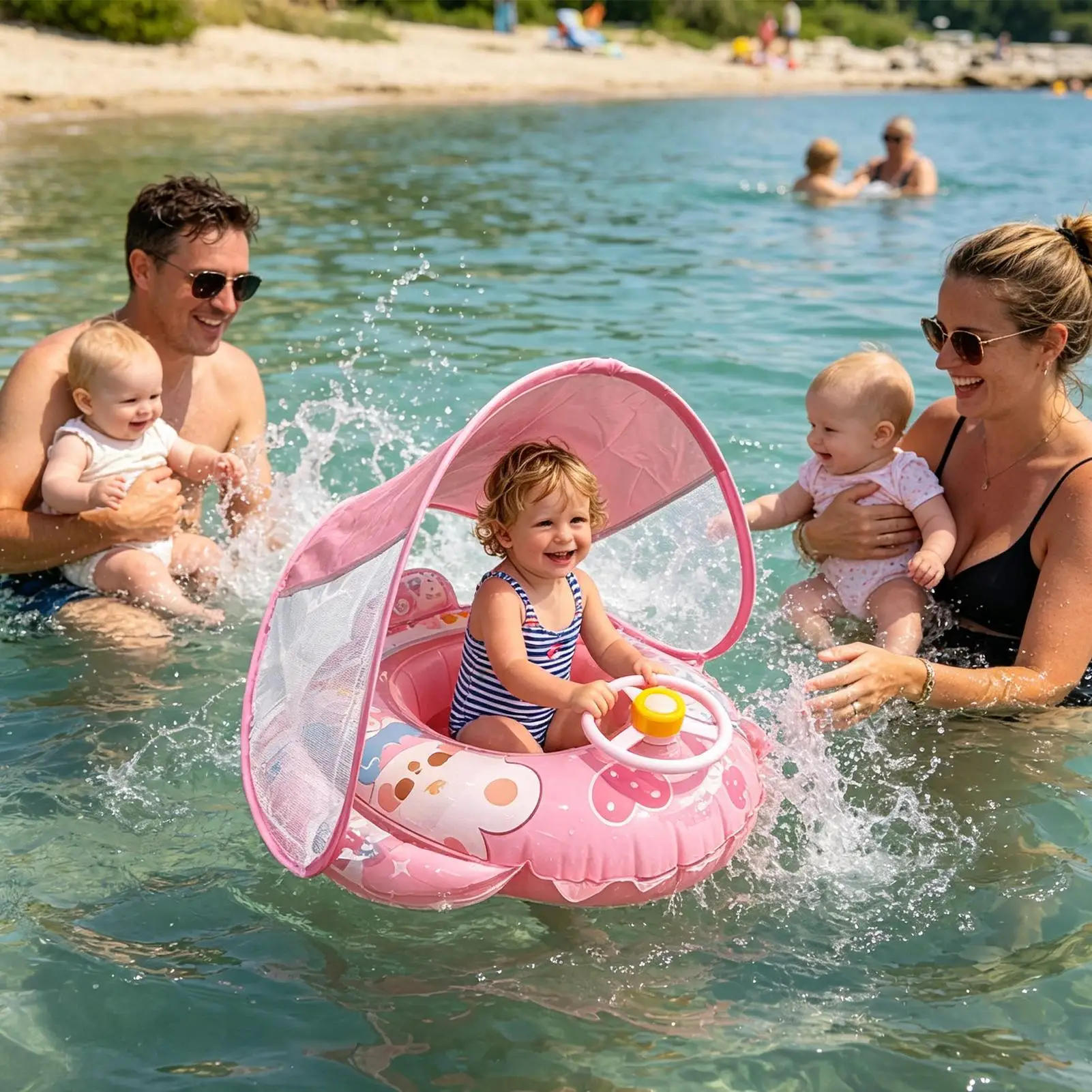 

1pc Pool floats with canopy for Kids Toddler Infant Pool Float for Baby Swimming Ring Floaties for Pool Beach Toys for Party
